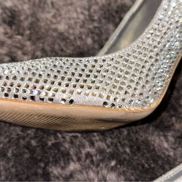 Steve Madden Silver Rhinestone Zana Crystal Pointed Toe Heels Sz 6.5 Homecoming - Picture 8 of 12